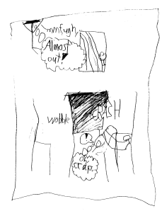 The hammer hits the table so hard, it goes right through!